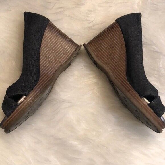 American Eagle denim open toe‎ wedges Women’s Size 6.5 - Picture 6 of 7